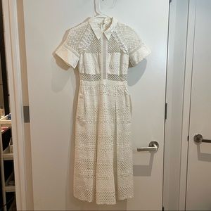 Self-Portrait White Midi Dress